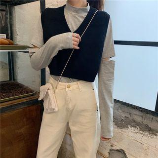 Knit Vest / Cut Out Long-sleeve T-shirt
