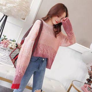 Colored Block Chunky Knit Sweater
