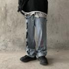 Fire Print Wide Leg Jeans