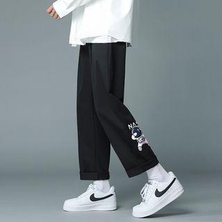 Astronaut Print Straight Leg Pants