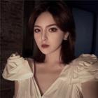 Plain V-neck Puff-sleeve Midi Shift Dress / Rose Choker
