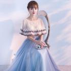 Lace-panel Color-block Evening Gown