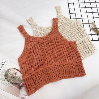 Open Knit Halter Crop Top
