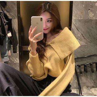 Wide-neck Loose-fit Knit Sweater