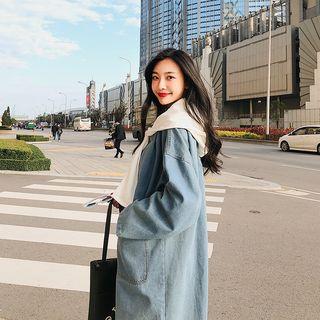 Color Panel Long Denim Jacket