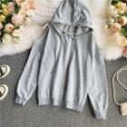 Cold Shoulder Plain Hoodie