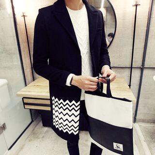 Patterned Knit Lapel Coat