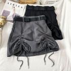 Belted Drawstring Mini Skirt