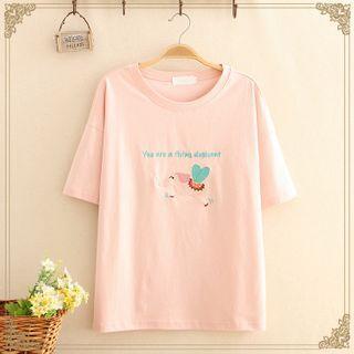 Elephant Embroidered Short-sleeve Tee