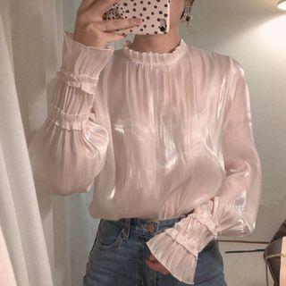 Bell-sleeve Ruched Blouse