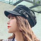 Faux Leather Newsboy Cap As Shown In Figure - One Size