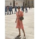 Drawstring-front Beribboned Gingham Midi Dress