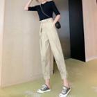 Set: Elbow Sleeve Mock Neck Top + Pleated Tapered Pants