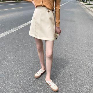 High-waist Two Tone Pocket A-line Mini Skirt