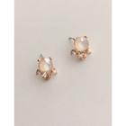 Faux-pearl Rhinestone Earrings Rose Gold - One Size