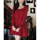 Long-sleeve Heart Print A-line Mini Dress