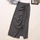 Midi Shirred Pencil Skirt