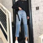 Cropped Cuffed Straight-fit Jeans