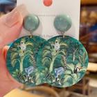 Print Disc Drop Earring 1 Pair - Green - One Size