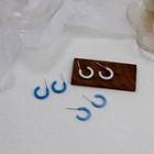 Mini Open Hoop Earring E1262 - 3 Pairs - Blue & White - One Size