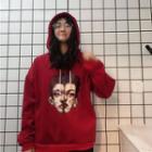 Print Hoodie Red - One Size