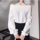 Long-sleeve Cutout Shoulder Plain Top