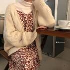 Twist Knit Open-front Cardigan 18465 - Almond - One Size