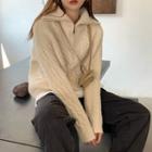 Cable-knit Loose-fit Zip Sweater