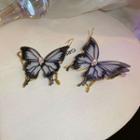 Butterfly Lace Rhinestone Earring 1 Pair - Hook Earrings - Black - One Size