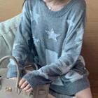 Star Print Sweater Gray - One Size