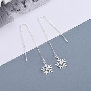 925 Sterling Silver Leaf Dangle Earring 1 Pair - Es1029 - Silver - One Size