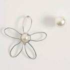 Non-matching Faux Pearl & Wirework Flower Earring