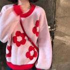 Color Block Flower Sweater