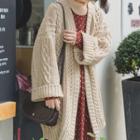 Cable-knit Open-front Long Cardigan