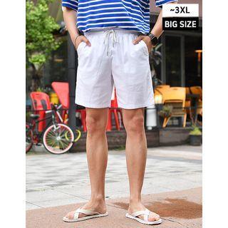 Linen Blend Track Shorts