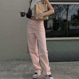 Low Rise Washed Straight Leg Jeans