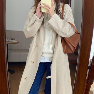 Single-breasted Midi Trench Coat Almond - One Size