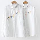 Balloon Embroidered Long-sleeve Striped Shirt