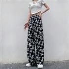 Mid-rise Dog Printed Wide-leg Pants