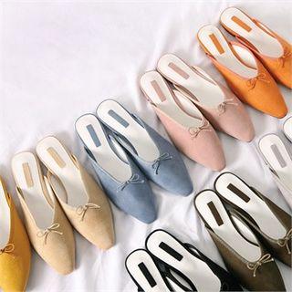 Beribboned Faux-suede Mules In 8 Colors