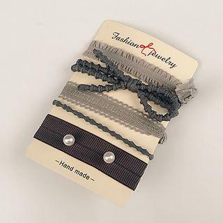 Set Of 5: Hair Tie (various Designs) Set Of 5 - Gray - One Size