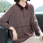 Plaid Long-sleeve Collared Top