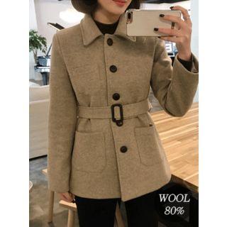 Wool Blend Mac Coat With Sash