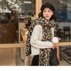 Leopard Print Fringed Scarf Leopard - F