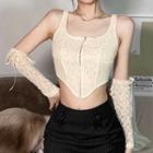 Set: Sleeveless Lace Top + Arm Sleeves