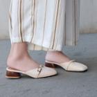 Buckle Accent Square Toe Mules