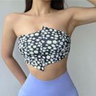 Strapless Floral Crop Sports Top