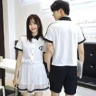 Couple Matching Contrast-trim Shirt / Mini Skirt / Shorts