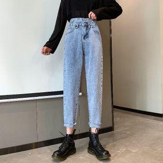 High Waist Washed Crop Jeans