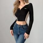 Color-block Long Sleeve Zip-up Top